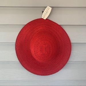 NWT Red Summer Straw Hat OS